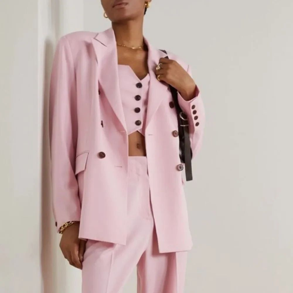 LVIR Double Breasted Wool-Blend Light Pink Blazer Size XS NWT
